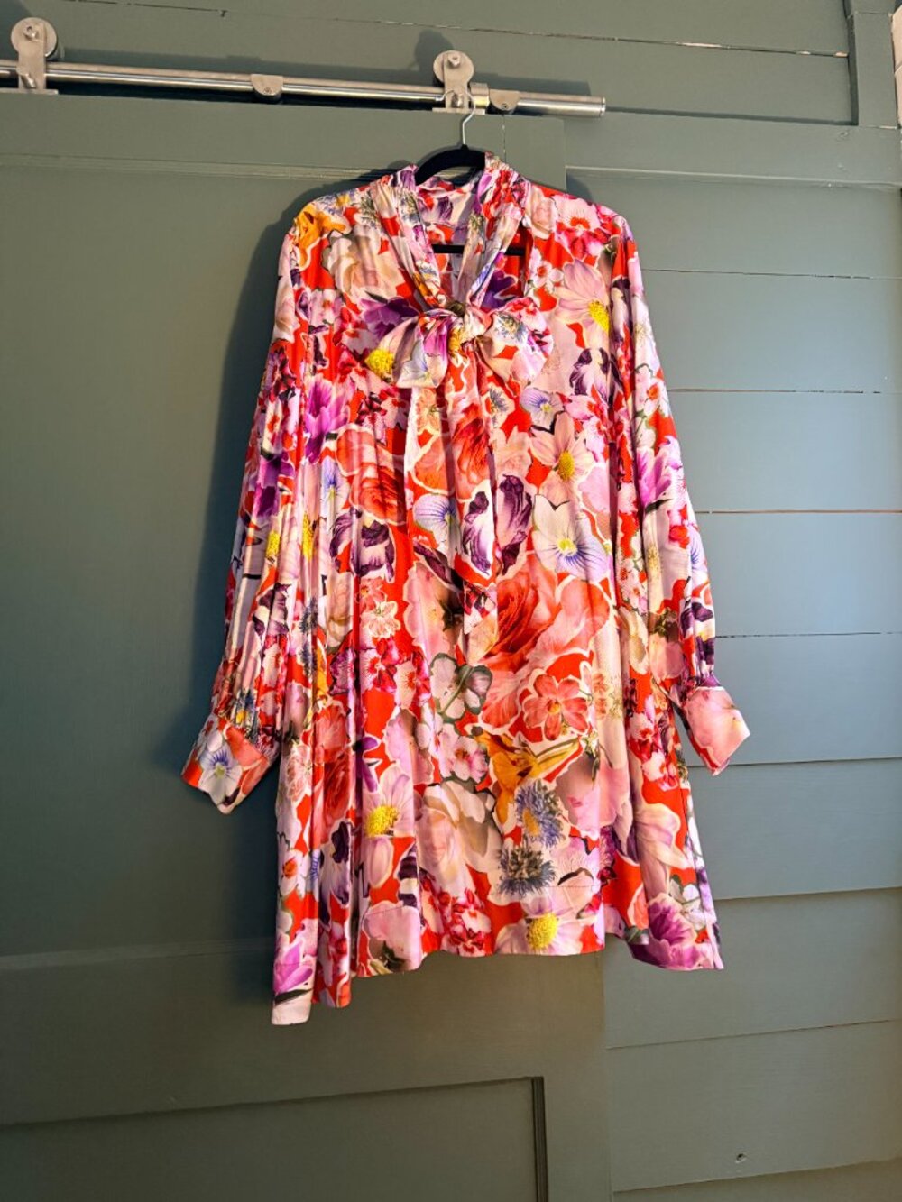 Anthropologie The Caroline Tie-Neck Mini Dress by Maeve Floral Multicolor Dress - Picture 5 of 5